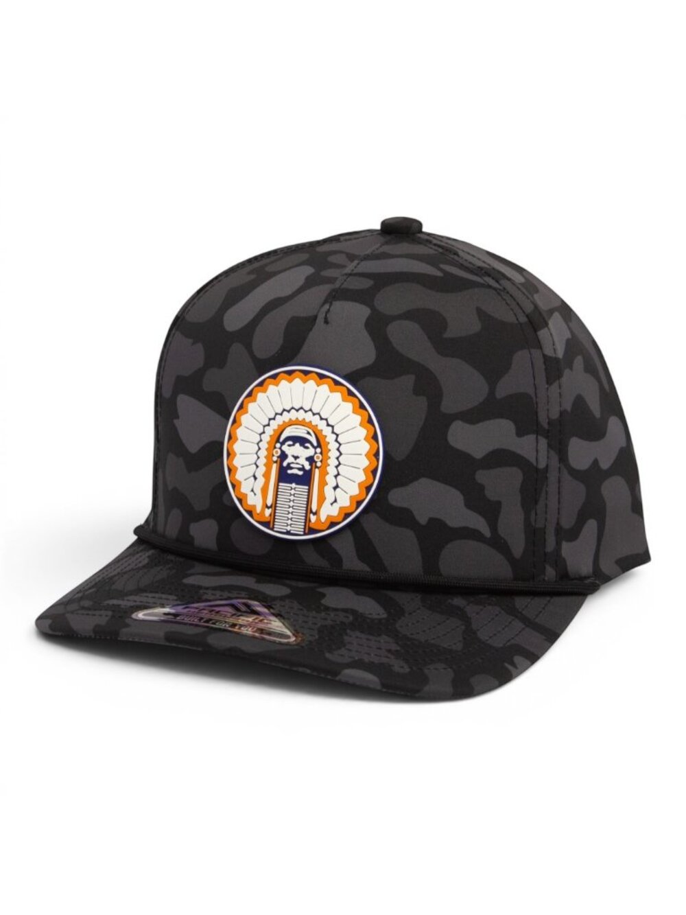 Illinois Fighting Illini Chief Illiniwek 3D Duck Camo Rope Hat- Blackout